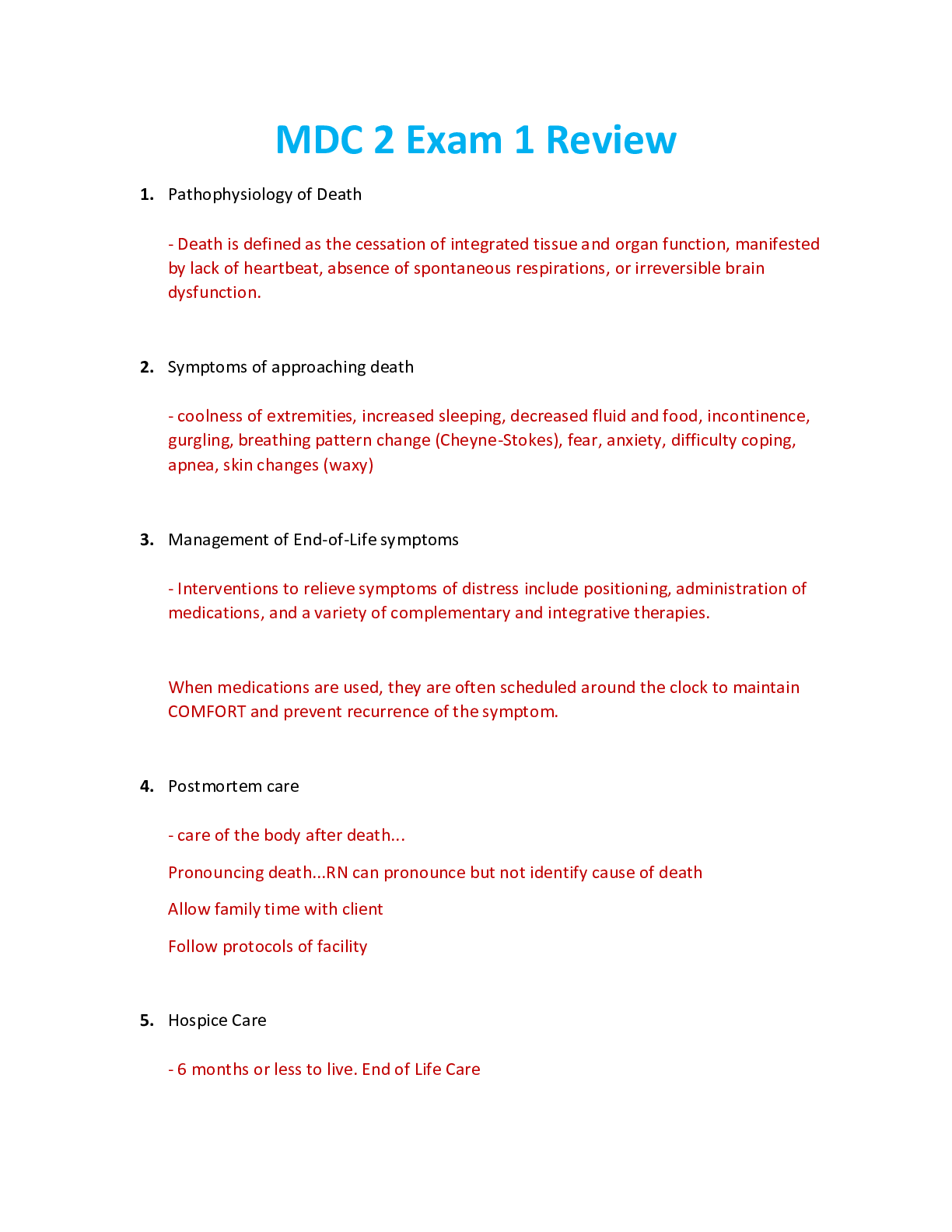 Preview image for NUR 2392 / NUR2392 Exam 1 Review: Multidimensional Care II / MDC 2 Exam 1 Review (Latest 2021/2022) Rasmussen